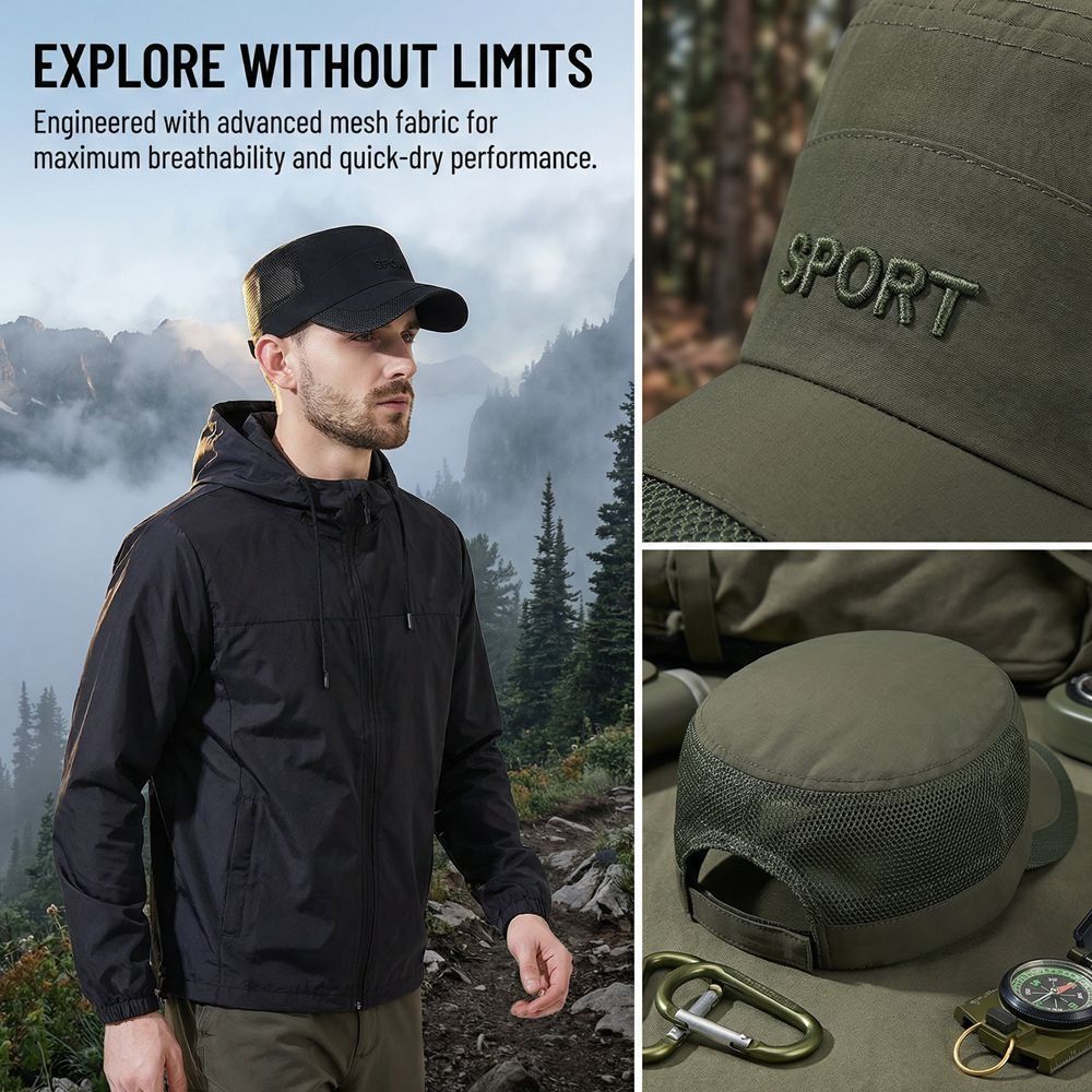 New Adjustable Flat Top Cap Su - Fishing Hat review and price