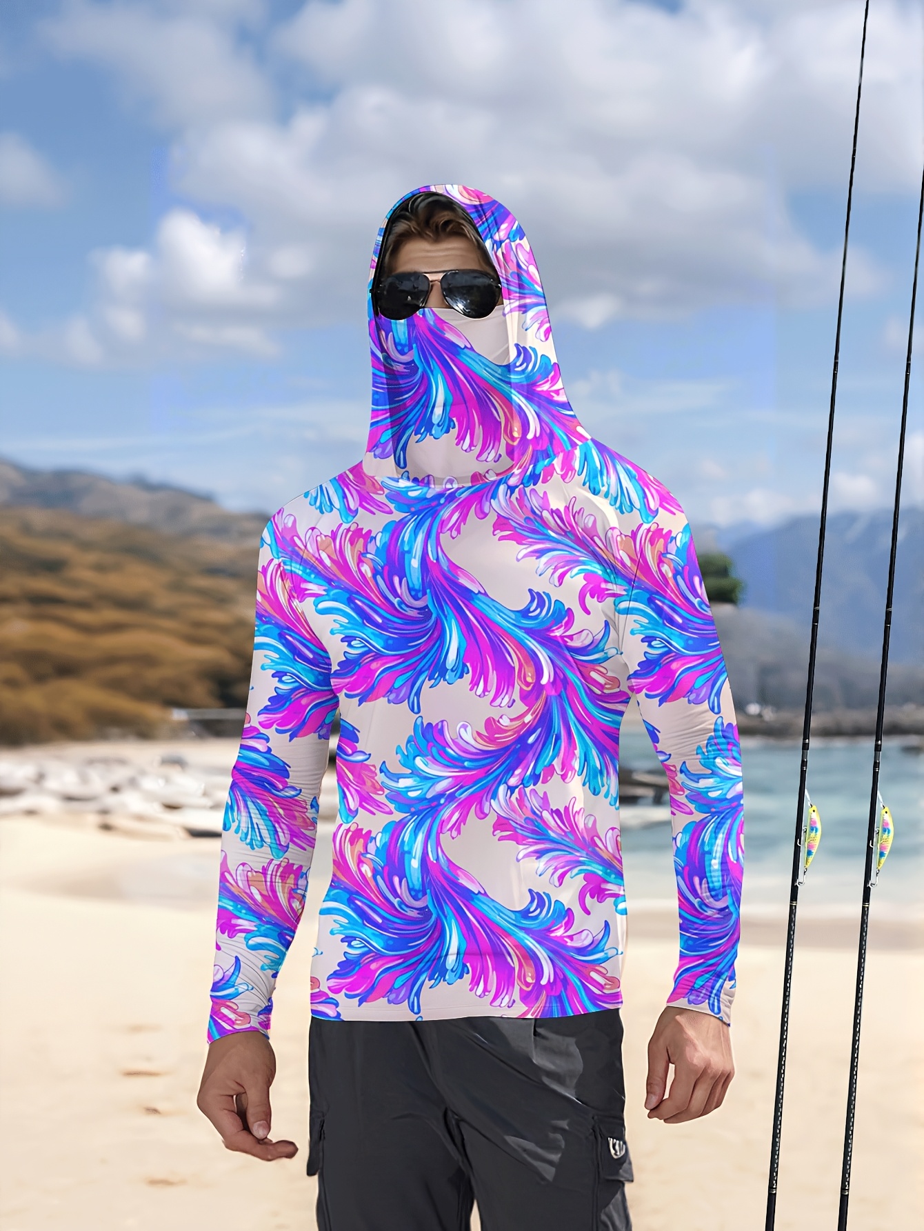 Men Hood Fishing Shirt long sl - Fishing Shirt Uv Protection review and price