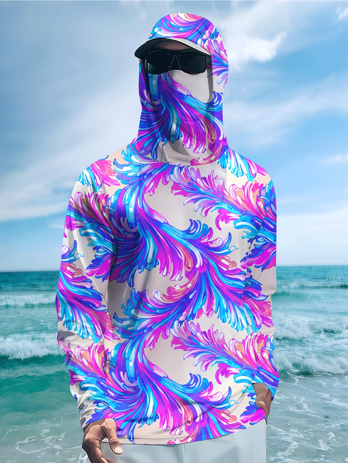 Men Hood Fishing Shirt long sl - Fishing Shirt Uv Protection review and price