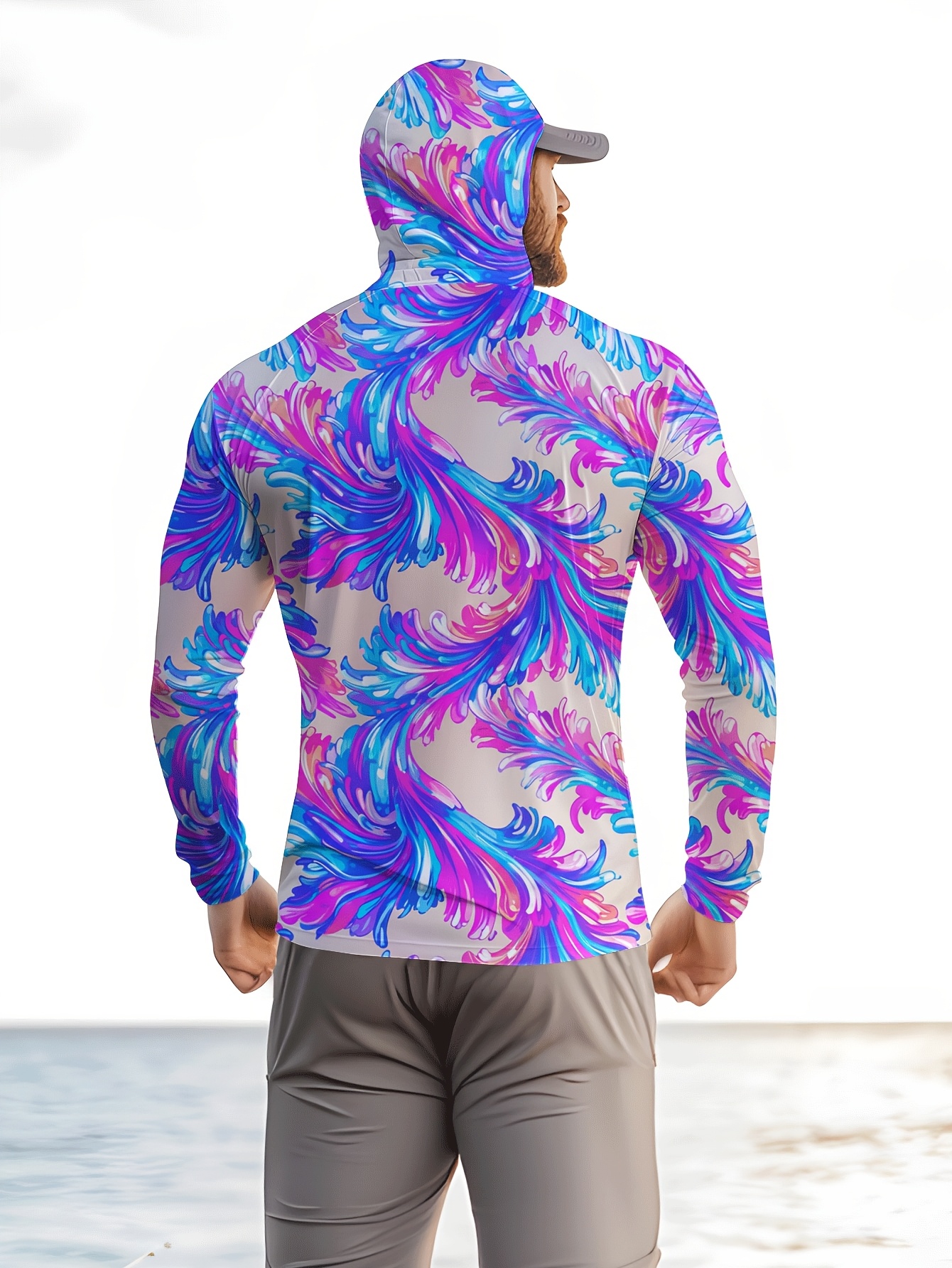 Men Hood Fishing Shirt long sl - Fishing Shirt Uv Protection review and price